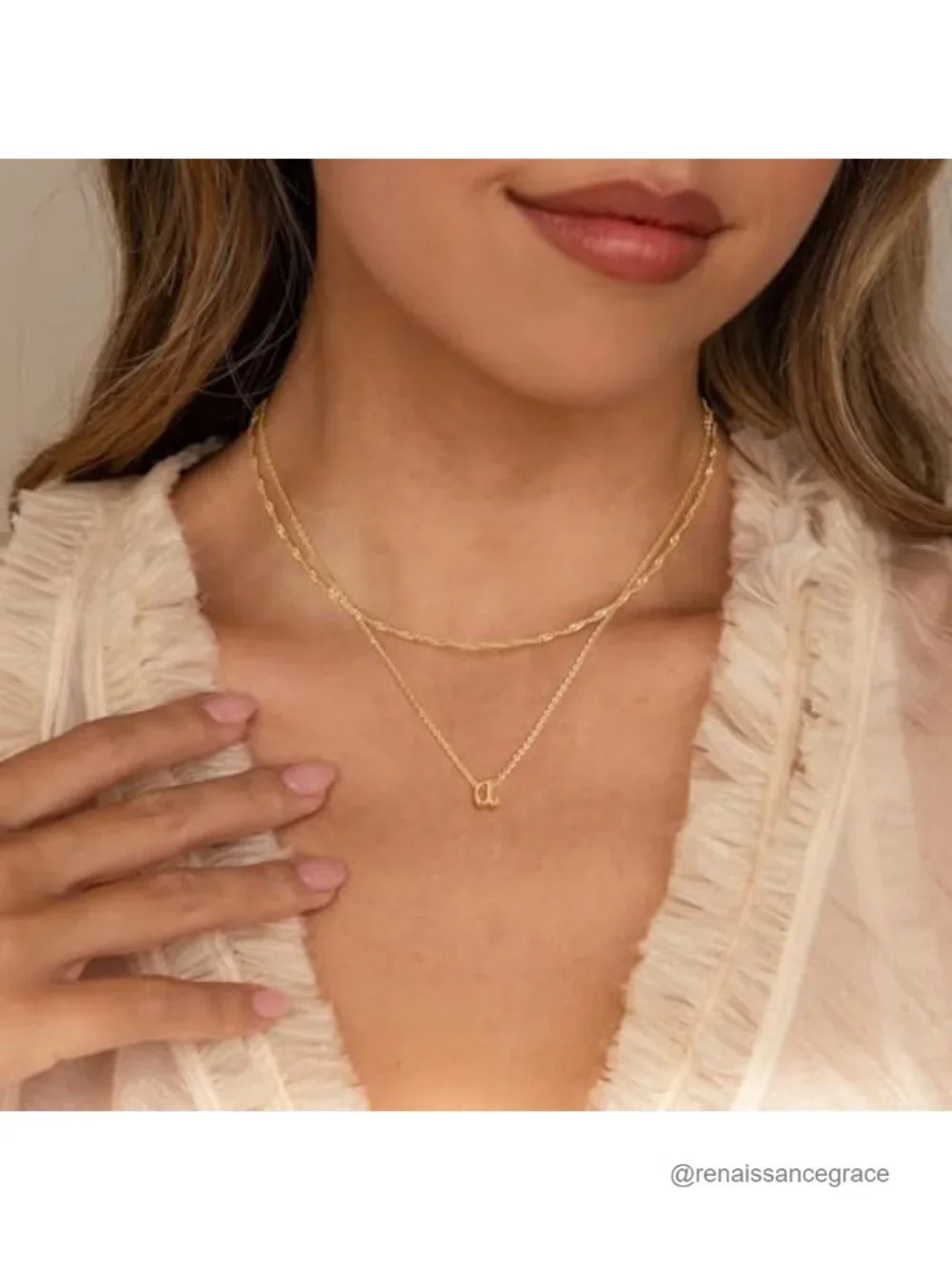 14K Gold Plated Initial Necklace, Personalized A-Z Letter Pendant, Dainty